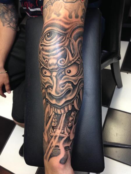 Tattoos - freehand asian demon mask - 95152